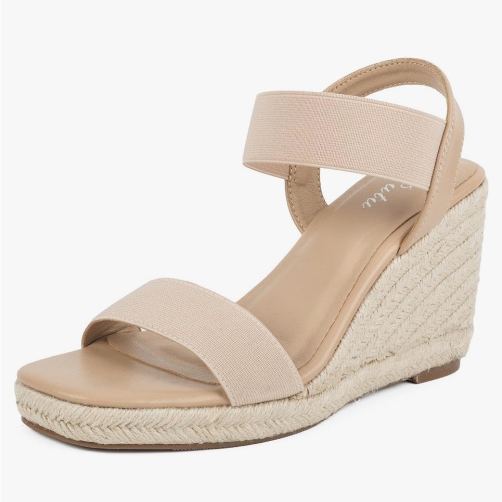 Putu Women's Espadrille Wedge Sandals,Square Open Toe Platform Sandals